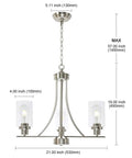 3 Light Brushed Nickel Pendant Chandelier With Clear Glass Shades For Kitchen Dining Living Room Hallway Modern Ceiling Lamp That Pops