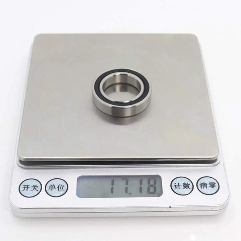 Built Tough Top Tier 440C Stainless Steel Deep Groove Ball Bearings S6804-2RS 20X32X7MM ABEC-3 Rubber Sealed weighing 17.18 grams.