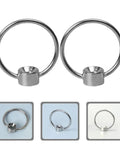 Solid Metal Pull Ring Handles 12-Piece Set, Screwless Drop Ring Pulls For Cutting Boards And Cabinet Doors, vintage style silver finish