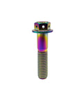 Heavy Duty Aviation Grade Titanium Hex Head Bolts With Dripping Rainbow Pvd Coating M10x1.25x65mm side view of colorful bolt