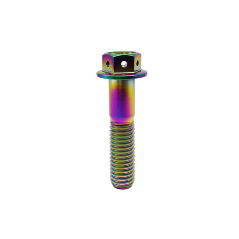 Heavy Duty Aviation Grade Titanium Hex Head Bolts With Dripping Rainbow Pvd Coating M10x1.25x65mm side view of colorful bolt