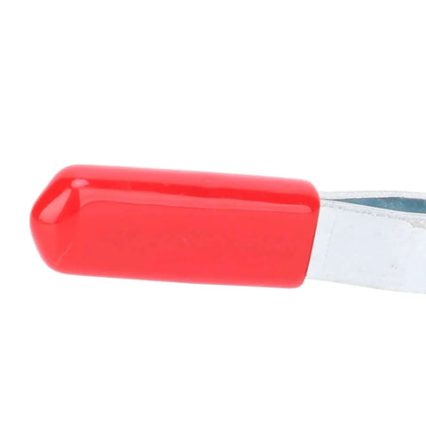 Close-up view of red handle on Quick Release Toggle Clamp Vertical Fixture For Welding And Machining, 30 Kg Clamping Force, 88 Degree Handle Opening.