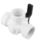 Heavy Duty Three Way PVC Diverter Valve For Swimming Pool And Spa Smooth Handle Action No Drip Design white valve with black handle