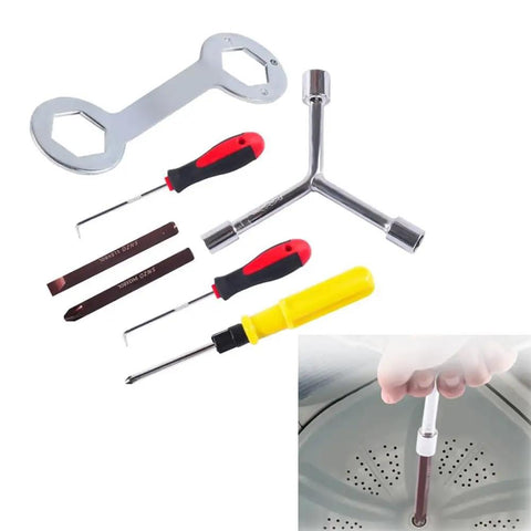 Heavy Duty Three Way Hex Socket Wrench For 8Mm 10Mm And 12Mm Fasteners engineered for washing machine repairs with screwdrivers and tools.