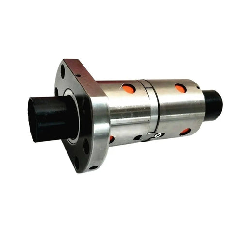 Built Dang Tough C7 Grade 16mm Ball Screw With Double Flange Nut Right Hand Thread 5mm Pitch Smooth Linear Motion Rail for CNC Routers, showing a silver metal connector.