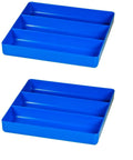 Blue Three Compartment Stackable Organizer Tray Set Two Pack For Nuts Bolts Washers And Small Tools Built To Last Durable Construction
