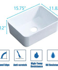 Ceramic Vessel Sink 16x12 Inch For Modern Bathroom Vanity Bowl With A Rock Solid Glaze and benefits like anti-scratch and oil resistance