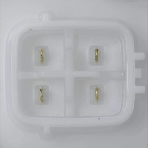 Aftermarket Fuel Pump Module Assembly For Smooth Cruising And Accurate Gas Gauge Readings showing wiring connector with four gold terminals.