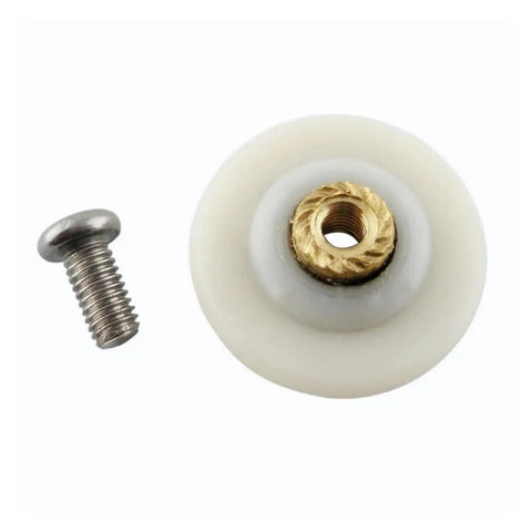 8 Piece Heavy Duty 28mm Flat Track Shower Door Rollers Slick Rolling Nylon Pulleys Eccentric Setup For Bathroom Sliding Glass Doors Quick Swap Hardware Parts Set with flanged nylon roller and screw.