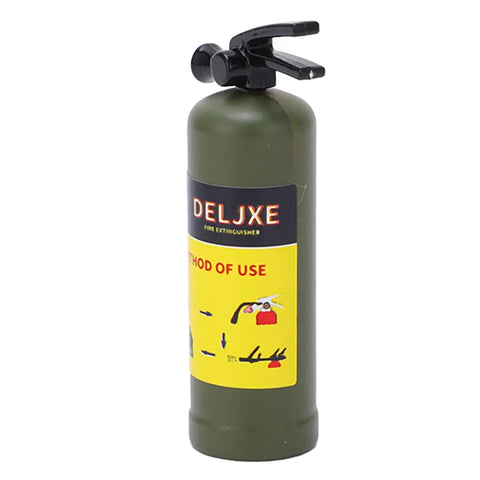 Badass Lightweight Portable RC Car Fire Extinguisher With Insane Realistic Simulation Molded In Green detail view with usage instructions.