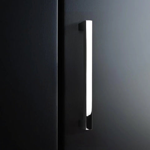 Five Pack Polished Chrome Cabinet Handles For Drawers And Cabinets, Solid Zinc Alloy Square Kitchen Cupboard Pulls installed on door