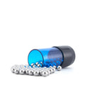 Heavy Duty 7Mm 100 Pack 304 Stainless Steel Bearing Balls Polished Smooth in a blue container, spilled out for use.