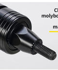 Close-up of a chrome molybdenum steel mandrel from Pneumatic Self Locking Rivet Nut Gun Heads Replacement Mandrel Kit M6 M8 M10.