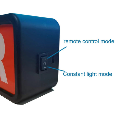 Side view of On Air Light Sign With Remote Control Bright LED Recording And Broadcasting Indicator, showing control switch.