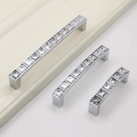 U Shape Crystal Glass Diamond Rhinestone Cabinet Pulls 4 Pack With 2.5 Inch Center Holes Includes 0.87 0.98 And 1.18 Inch Screws
