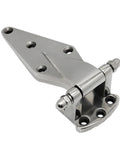 Industrial Heavy Duty Gate Hinge Crafted From Premium 304 Stainless Steel Runs Smoother Than Butter For Rock Solid Door Mounting Polished Metal Hardware Top Shelf Quality One Pack - side view of polished hinge.