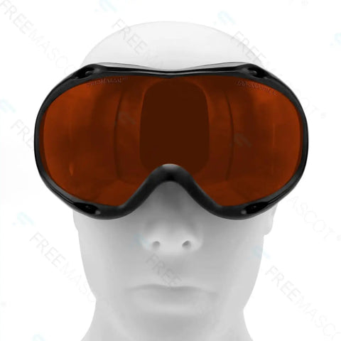 Heavy Duty Laser Safety Glasses Knocked Out With Mad Protection For Blue Violet Green Beams Sleek Black Frame Built Tough For Shop And Lab Tasks EN207 Certified OD6 Plus Filter front view
