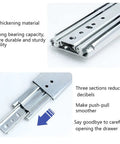 Built Tough 14 Inch Heavy Duty Drawer Slides Full Extension Ball Bearing Tracks showcasing thickened material and smooth glide.