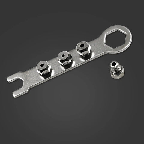 Tough As Nails Cordless Rivet Gun Drill Adapter with three interchangeable tips and a wrench for nut setting.