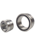 Heavy Duty Spherical Rod End Bearing One Piece With Thick Rubber Seals And Smooth Chromium Steel Design For Dead Simple Install And Tough As Nails Build NKI30 20 30x45x20 Mm, two sizes shown, chrome steel finish.