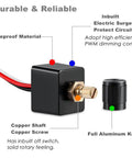 Game Changer 12v Pwm Dimmer Switch For Rvs And Trailers High Side Flicker Free Led Light Control showing black box with copper shaft.