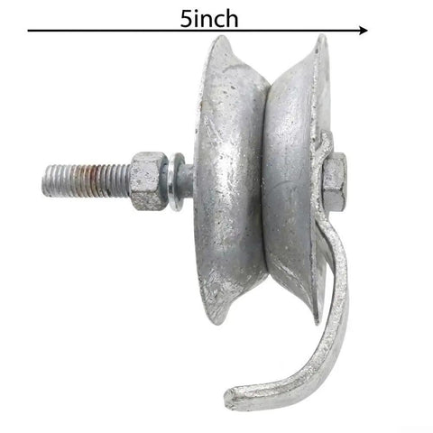 Heavy Duty Galvanized Gate Track Roller Rolls Like A Dream Fits 1 5/8 Inch Pipe Rustproof Outdoor Sliding Gate Wheel side view 5 inches