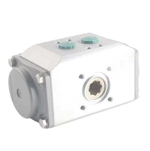Heavy Duty Double Acting Pneumatic Actuator With 180mm Bore, silver design for industrial valve automation, side view.