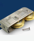 Runs Like A Dream Heavy Duty Sliding Door And Window Pulleys Featuring Dual Bearings Stainless Steel Roller Hardware for patio doors with gold wheels.