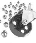 Close-up of a heavy duty Cast Iron Transmission Jack Caster with 2.1 in wheel diameter, 12mm stem, and metal ball bearings.