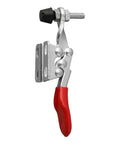 Heavy Duty Quick Release Toggle Clamp Vertical Hand Clip For CNC Woodworking And Metalworking, 27Kg Holding Power, 80mm Horizontal Hinged Clamp, Fast Clamping, Built Tough Metal Construction, Silver Finish, red handle