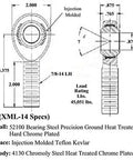 Heavy Duty Badass 7/8-14 Thread Complete 4 Link Rod End Kit Left And Right Chrome Moly Steel with specs diagram.