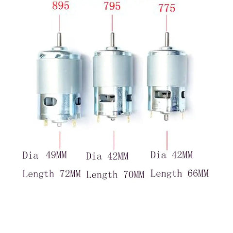 Hardcore 775 DC Motor With Precision Ball Bearings Tough As Nails High Torque And Ridiculous 11000 RPM Spin Crafted For 12V 24V RC Boats Custom DIY Projects And Shop Upgrades with 42MM diameter.
