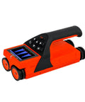 Dead Nuts Accurate Built Heavy Duty Stud Finder Wall Scanner With Rebar Detector For Concrete Depth Thickness Gauge, orange device with display.