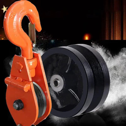 Tough As Nails Six Inch By Two Inch Cast Iron V Groove Caster Wheel Featuring Straight Roller Bearings And One Thousand Pound Load Limit For Hella Durable Cart Upgrades with hook and wheel detail