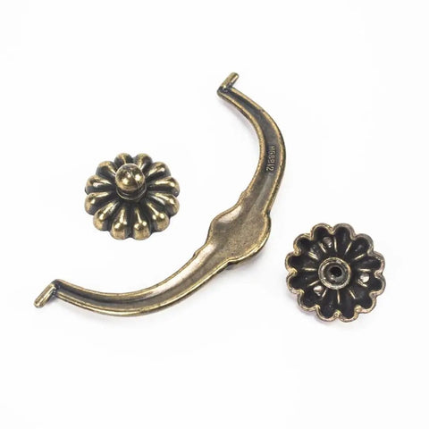 Zinc Alloy Pull Handle For Cabinets And Drawers, Matte Black European Vintage Style Hardware, flower design detail, solid build