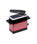 Top Shelf Badass Brushless Servo Using Eight Point Four Volts Generates Thirty Five Kilogram Centimeter Power With Heavy Duty Steel Gears And Full Waterproof Cover For Remote Control Cars Includes Arm shown from the side.
