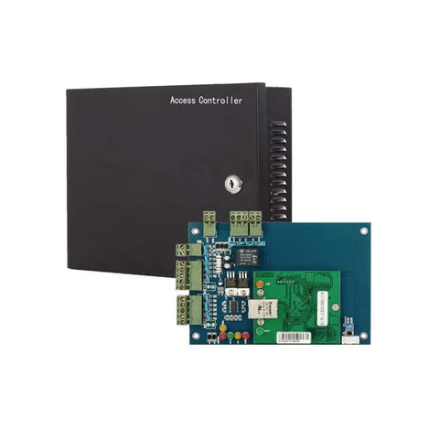 Single Door Access Control System Core Controller With Beefy Metal Power Box 110V 240V TCP IP Network Panel Wiegand Controller Computer Based Software Remote Open Supports 1 Or 2 Readers 20,000 Users 100,000 Records Auto Open Close