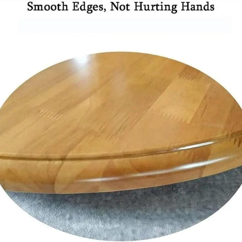 Close-up of Big Ol Solid Wood Lazy Susan Turntable Rotating Serving Tray with smooth edges, showcasing its durable teak finish.