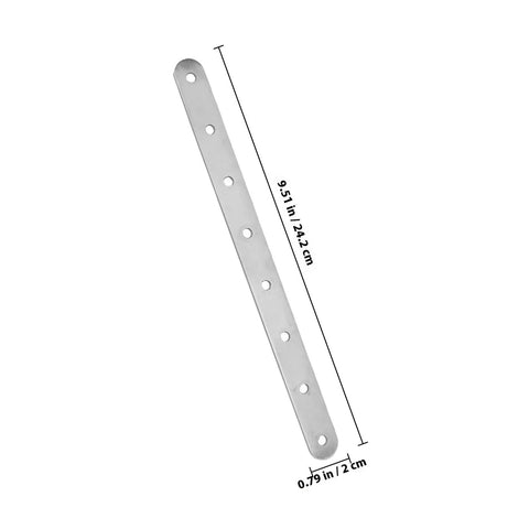 Two Pack Stainless Steel Corner Brackets For Tables And Chairs With Quick No Fuss Installation Silver Flat Angle Brace Plates For Sturdy Furniture Reinforcement That Keeps Your Setup Solid showing 9.51 in length and 0.79 in width.