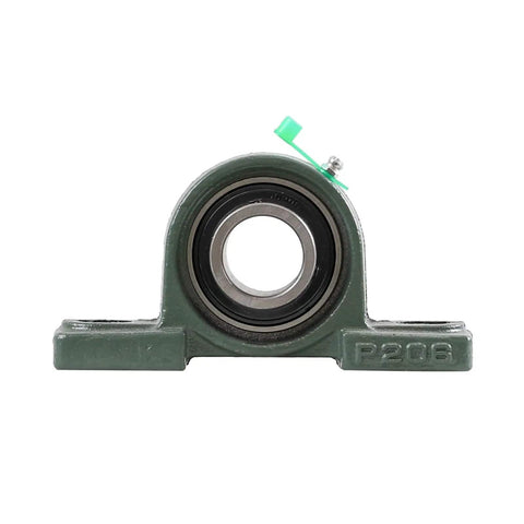 Front view of a heavy-duty P206 bearing, part of the Beefy 44 Inch Rear Axle Kit With 428 Sprocket And 4 Stud Wheel Hub for DIY rebuilds.