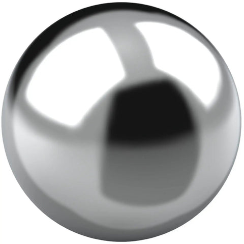 Professional Grade 25 Pack 1/4 Inch Chrome Steel G25 Precision Ball Bearings showing a close-up view of a shiny chrome ball.