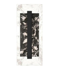 Temecula Outdoor Wall Lantern 25W LED Light One Crystal Shade Sand Coal Finish top view with matte black panel and marble background.