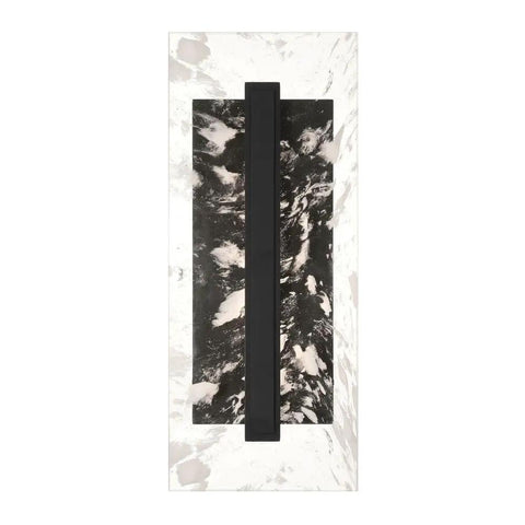 Temecula Outdoor Wall Lantern 25W LED Light One Crystal Shade Sand Coal Finish top view with matte black panel and marble background.