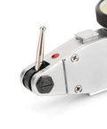 Close-up of Pro Grade Dial Test Indicator 0 to 0.8mm Range with 0.01mm Precision, Dovetail Mount, 180 Degree Rotatable Probe.