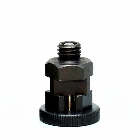 Rock Solid M8 Self Locking Indexing Plunger Knob With Compression Spring Screw for machine shop use, black steel finish, precise dowel alignment.