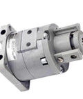 Straight Up Reliable Free Mount Rotary Actuator Vane Type Cylinder Built Tight For Smooth 90 And 180 Degree Rotations That Handle Heavy Duty Pneumatic Loads Like A Champ Every Single Time, showing gray metal construction.
