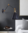 Adjustable Swing Arm Wall Sconce In Matte Metal With E27 Socket built as a knockout go to nightstand reading lamp featuring a swivel pivot bar.