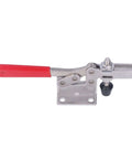 Stainless Steel Quick Release Toggle Clamp With 227 Kg Clamping Force, side view of silver clamp with red handle