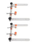 Heavy Duty Universal Draw Slide Guide Jig For Router Templates With Magnetic Quick Fix System, side view showing clamps and pads.