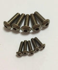 GR2 Titanium Button Head Screws M6 1.0 X 50mm Hex Socket ISO7380, various sizes in a fanned arrangement.